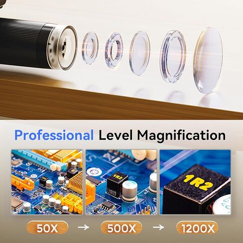 TOMLOV DM402 مجهر رقمي LCD مرن مقاس 10 بوصات، مجهر لحام لإصلاح الإلكترونيات، مجهر عملة عرض كامل، مكبر عملة مع ضوء حلقة، مجهر فيديو للكمبيوتر الشخصي للبالغين 1200X، 64 جيجابايت in Kuwait