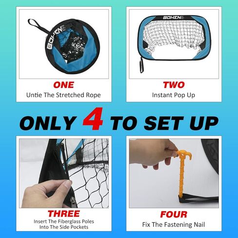 Pop Up Soccer Goals for Kids-Foldable Portable Soccer Net for Outdoor Indoor Backyard Beach(3.3x2.2FT) in Kuwait
