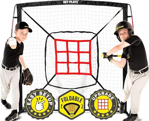 Baseball Net - 9 Strike Zone Pitching Net Hitting Net Batting Practice Net, Baseball Gifts for Kids Children Teens & Youth | Training Aids Equipment (Portable & Quick-Fold) 5x5ft in Kuwait
