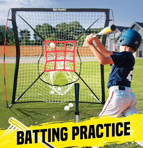 Baseball Net - 9 Strike Zone Pitching Net Hitting Net Batting Practice Net, Baseball Gifts for Kids Children Teens & Youth | Training Aids Equipment (Portable & Quick-Fold) 5x5ft in Kuwait