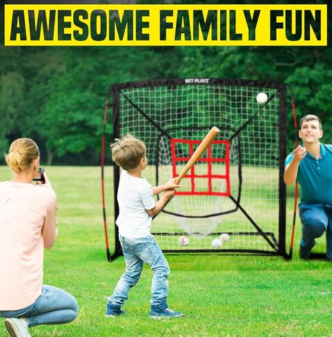 Baseball Net - 9 Strike Zone Pitching Net Hitting Net Batting Practice Net, Baseball Gifts for Kids Children Teens & Youth | Training Aids Equipment (Portable & Quick-Fold) 5x5ft in Kuwait