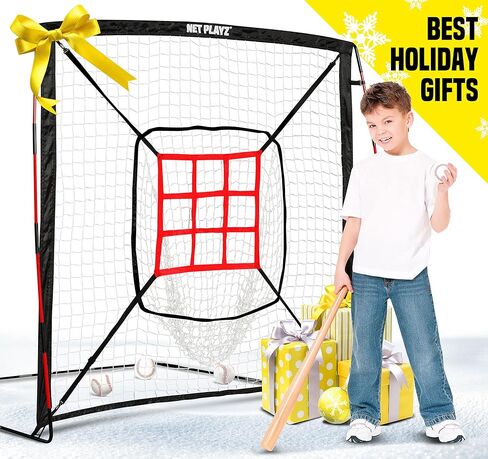 Baseball Net - 9 Strike Zone Pitching Net Hitting Net Batting Practice Net, Baseball Gifts for Kids Children Teens & Youth | Training Aids Equipment (Portable & Quick-Fold) 5x5ft in Kuwait
