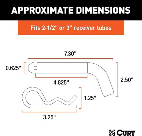 CURT 21506 دبوس وصلة مقطورة عالي التحمل مع رأس محزز، قطر 5/8 بوصة، يناسب جهاز استقبال 2-1/2 أو 3 بوصة in Saudi Arabia
