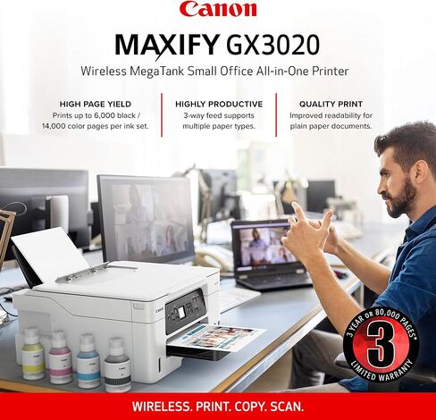 Canon PIXMA G6020 All-in-One Supertank Wireless (Megatank) Printer, Copier and Scan with Mobile Printing, Black, Works with Alexa in Kuwait