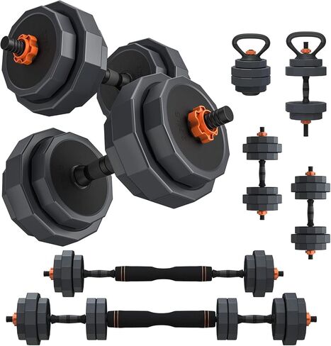 مجموعة دمبل أوزان قابلة للتعديل من لوسبر، أوزان حرة 44 رطل/55 رطل/66 رطل، 3 في 1 دمبل متعدد الأوزان/أثقال/كيتل بيل مع موصل، مجموعة أوزان متعددة الاستخدامات لصالة الألعاب الرياضية المنزلية in Kuwait