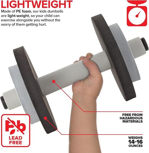 Modern Innovations Kids Weight Set (2 Pack) Toy Dumbbells, Baby Dumbbell Workout Weights, Fun Fitness and Exercise Equipment for Toddlers - Black & Gray… in Kuwait