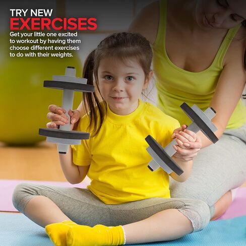 Modern Innovations Kids Weight Set (2 Pack) Toy Dumbbells, Baby Dumbbell Workout Weights, Fun Fitness and Exercise Equipment for Toddlers - Black & Gray… in Kuwait