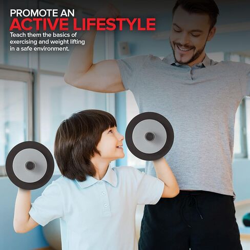 Modern Innovations Kids Weight Set (2 Pack) Toy Dumbbells, Baby Dumbbell Workout Weights, Fun Fitness and Exercise Equipment for Toddlers - Black & Gray… in Kuwait