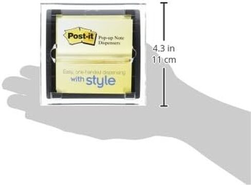 موزع ملاحظات منبثق من Post-it، 3 × 3 بوصة، قاعدة سوداء شفافة، 6 عبوات in Kuwait