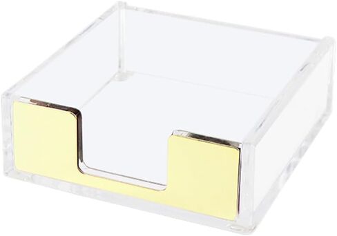 NatSumeBasics Gold Sticky Note Holder Clear Acrylic Yellow Post Note Pad Holders Memo Dispenser Case for Desk Office School Aesthetic Supplies Accessories (Pure Gold) in Saudi Arabia