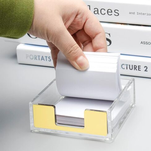 NatSumeBasics Gold Sticky Note Holder Clear Acrylic Yellow Post Note Pad Holders Memo Dispenser Case for Desk Office School Aesthetic Supplies Accessories (Pure Gold) in Saudi Arabia