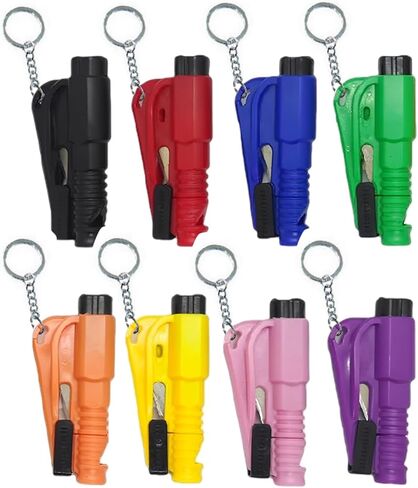 Window Breaker Keychain, 8 Pcs 3 in 1 Glass Breaker and Belt Cutter with Survival Whistle Car Emergency Escape Tool Applicable to All Cars in Kuwait