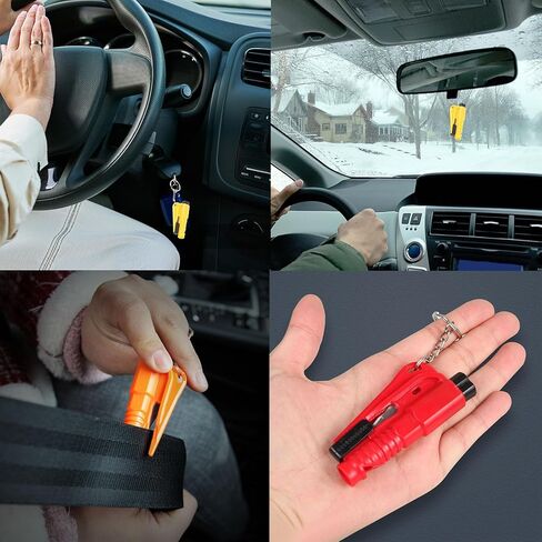 Window Breaker Keychain, 8 Pcs 3 in 1 Glass Breaker and Belt Cutter with Survival Whistle Car Emergency Escape Tool Applicable to All Cars in Kuwait