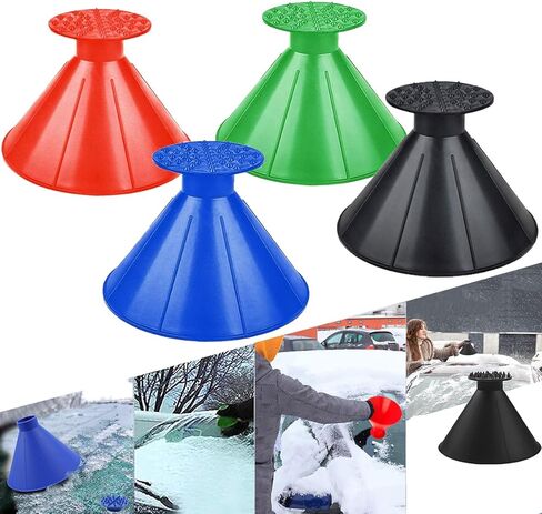 Car Ice Scrapers,Snow Scraper,Magical Ice Scrapers for Car Windshield,4 Pcs Portable Multifunctional Snow Remover Wiper,Upgrade 2-in-1 Refueling and Deicing Removal,Universal for Bus, Truck, SUV in Saudi Arabia