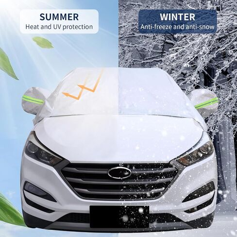 Hrozny Car Windshield Cover for Ice and Snow, SUV Half Car Cover Top with Reflective Straps, Winter Car Snow Cover Universal Fit for Most Cars (SUV) in Saudi Arabia