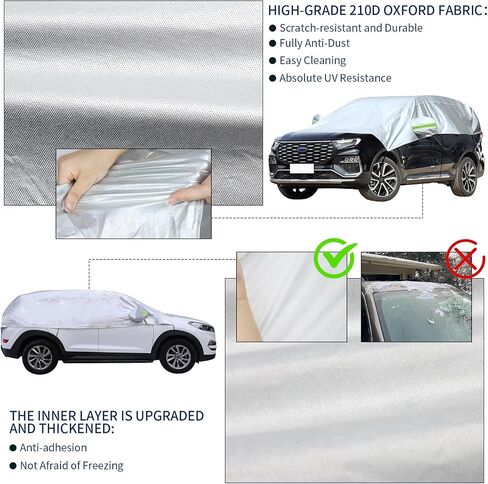Hrozny Car Windshield Cover for Ice and Snow, SUV Half Car Cover Top with Reflective Straps, Winter Car Snow Cover Universal Fit for Most Cars (SUV) in Saudi Arabia