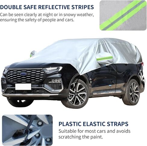Hrozny Car Windshield Cover for Ice and Snow, SUV Half Car Cover Top with Reflective Straps, Winter Car Snow Cover Universal Fit for Most Cars (SUV) in Saudi Arabia