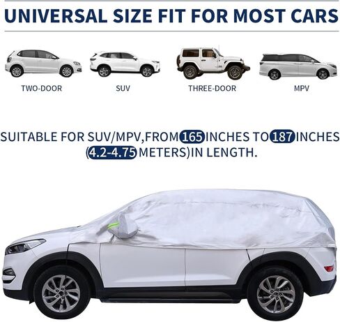 Hrozny Car Windshield Cover for Ice and Snow, SUV Half Car Cover Top with Reflective Straps, Winter Car Snow Cover Universal Fit for Most Cars (SUV) in Saudi Arabia