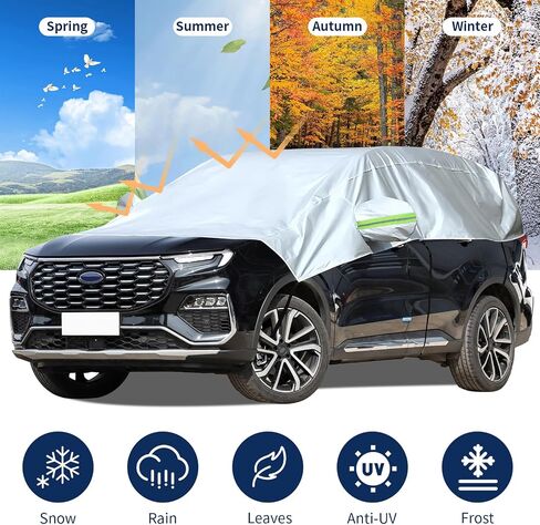 Hrozny Car Windshield Cover for Ice and Snow, SUV Half Car Cover Top with Reflective Straps, Winter Car Snow Cover Universal Fit for Most Cars (SUV) in Saudi Arabia