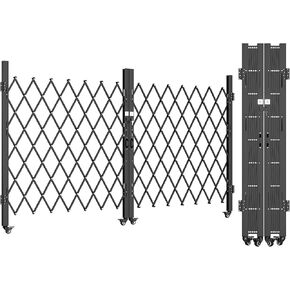 YITAHOME Single Folding Security Gate, 85" H x 85" W Door Gate,Flexible Expanding Security Gate, Steel Safety Gates, 360° Rolling Barricade Gate, Scissor Gate with Padlock, Aluminum Alloy Mesh,Black