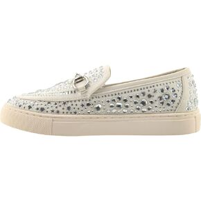 Corkys Footwear Nail Biter Slip-On Sneakers with Cushioned Insoles, Rhinestone Embellishments, Chic Chain Detail, Distressed Soles – Trendy and Comfortable