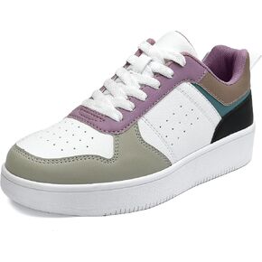 Bigwow Fashion Women's Sneakers Faux PU Leather Lace-Up Platform Sneaker Non-Slip Slip On Casual Sports Walking Shoes