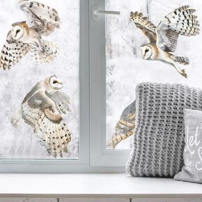 Owl Window Decal, Realistic Owl Removable Vinyl Wall Sticker, Cute Little Owl Wall Decorations, Window Living Room Bedroom Nursery Decorations.