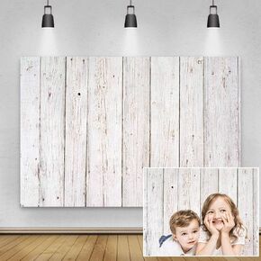 White Wood Photo Photography Backdrop,Yeele 10x8ft Vinyl Vintage Worn Wooden Plank Wall Floor Background,Baby Shower Birthday Party Cake Table Decoration Banner Newborn Kids Portrait Photoshoot Prop