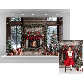 Kate 10x8ft Merry Christmas Backdrops for Photography Xmas Tree s Background Santa Socks Brick Fireplace Background Celebrate Holiday Party Banner Studio Backdrop