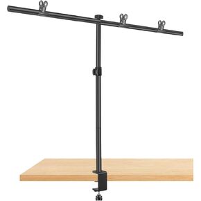 Portable Small Backdrop Stand, HEMMOTOP 39.4x35.4'' Tabletop Backdrop Support T Stand Desk Mount for Product Photography, Adjustable Back Drop Holder with Clips for Background Paper
