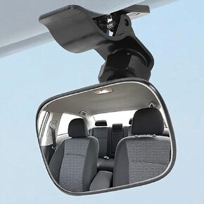 Car Interior Rearview Baby Mirror, Universal Wide Angle Convex Mirror Clip On Mirror for Infant Toddler Child Backseat, 360° Freely Adjustable. (Black)