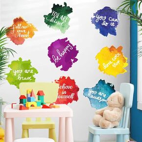 Kids Room Wall Decals Daycare Classroom Wall Decor Stickers Colorful Paint Graffiti with Motivational Sayings Wall Stickers for Preschool Nursery Decorations