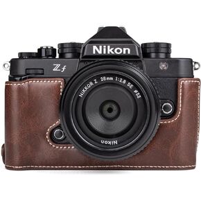 MUZIRI KINOKOO Nikon Z f Zf Case, PU Leather Protective Case Compatible for Nikon Z f/Zf Camera - with Hand Grip and Opening Bottom Design - Coffee