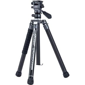 Fotopro X-Aircross 3 Video Tripod with Lightweight 3K Carbon Fiber Legs, Fast Locking System, and Two Section Center Column (Gray)