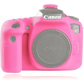 Easy Hood Case for Canon 90D Camera, Texture Surface, Anti-Scratch Slim Fit Soft Silicone Rubber Protective Cover Protector Skin for Canon EOS 90D DSLR Camera (Pink)