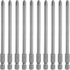 HARFINGTON 10pcs #3 Phillips Screwdriver Bit PH3 1/4" Hex Shank 4" (100mm) Long Magnetic S2 Steel Industrial Grade Screw Driver Bit Cross Head Electric Drill Bits 0.236" (6mm) Rod