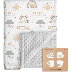 Baby Blankets for Unisex Boys Girls - Super Soft Clouds Rainbow Nursery Minky Blankets, 30 x 40 Inch Dotted Fleece Backing, Printed Bed Throws Newborn
