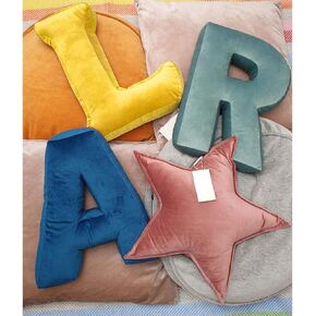 Velvet Letter Pillow Soft Initial Throw Cushion Decorative Alphabet Kids Room Nursery Decor Baby Toddler Gift (Yellow, Letter L)1 Count (Pack of 1)