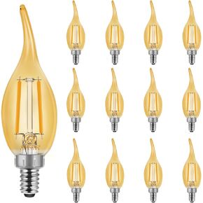 ENERGETIC 12 Pack Dimmable Candelabra Led Light Bulb, CA11 Shape,Flame Tip Style, 60 Watt Equivalent, 2700K Soft White, E12 Base, Led Candelabra Bulb,CRI 90+, UL Listed， Halloween Christmas Decoration