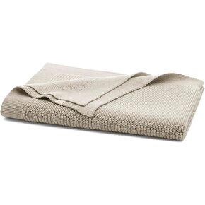 BOLL & BRANCH Ribbed Knit Baby Blanket - Heathered Oatmeal - Toxin-Free 100% Organic Cotton - Machine Washable - Soft, Breathable - 30" x 40"