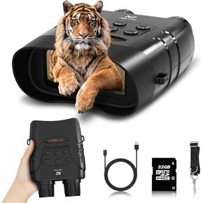 Night Vision Goggles - 4K Night Vision Binoculars for Adults, Rechargeable Infrared Binoculars, 5X Digital Zoom External Flashlight for Camping Hunting