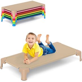 Costzon Daycare Cots for Kids, 6 Pieces Space-Saving Stackable Cots w/Sturdy Metal Frame, Comfy Oxford Cloth, Easy Assembly Required, Portable Nap Cots for Preschool (53" x 24" x 7", Multi-Color)
