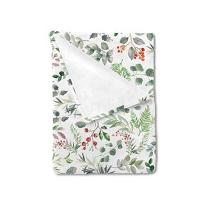 Watercolor Christmas Berries Leaves Baby Blanket for Boy Girl Winter Greenery Leaves Branch Flannel Swaddle Blanket Soft Receiving Blankets Newborn Toddler Nursery Stroller Crib Bed Blanket 30x40