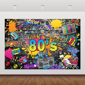 80s Backdrop for Parties Hip Hop Rock Music Disco Birthday Party Photo Backdrops Retro Graffiti Brick Wall Background Photoshoot Photo Booth Back to The 80'S Themed Party Banner Decoration 10x8ft