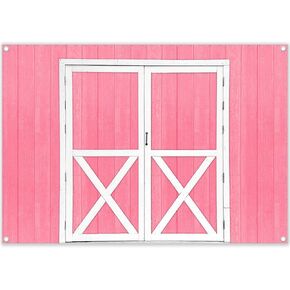 ZTHMOE 84x60inch Red Barn Door Photography Backdrop Western Farm Friendsgiving Background BBQ Party Supplies for Cowboy Birthday Fall Thanksgiving Harvest Photo Props