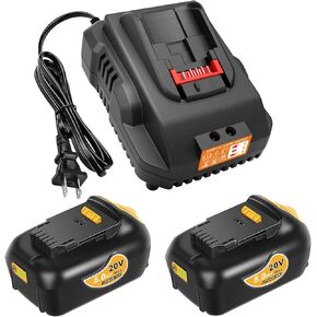 Genuine Capacity 2-Pack 20V Max Battery Replacement for Dewalt Battery 5.0Ah and DCB112 Charger - OEM Equivalent Capacity, Compatible with 12-20V Batteries and All 20V Dewalt Cordless Tools