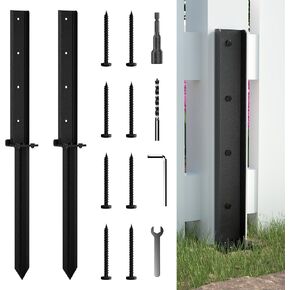 2 Pack Fence Post Anchor Repair Kit - The Ultimate Fence Repair Solution - Post Buddy Stabilizer and Ground Spike Features(mdz-2)