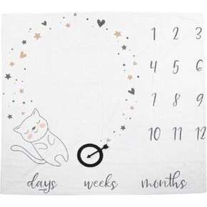 Photography Blanket, Soft Baby Photography Blanket Delicate Photo Props Milestone Blanket Infant Cartoon Print Backdrop Cloth Baby Monthly Milestone Blanket(Cat Numbers) Air Mattresses