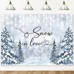 Avezano Snow in Love Backdrop for Wedding Snowy Christmas Pine Tree Winter Scene Bride Shower Decorations Winter Wonderland Scene Baby Shower Photography Background (7x5ft)