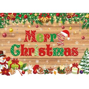 7x5FT Merry Christmas Backdrop Christmas Photo Backdrop Christmas Rustic Wooden Backdrop Christmas Wall Backdrop Xmas Party Decorations F221